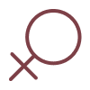Female gender symbol in burgundy outline