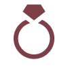 Diamond engagement ring icon in burgundy outline. Representing jewelry, marriage, commitment, or bridal concepts.
